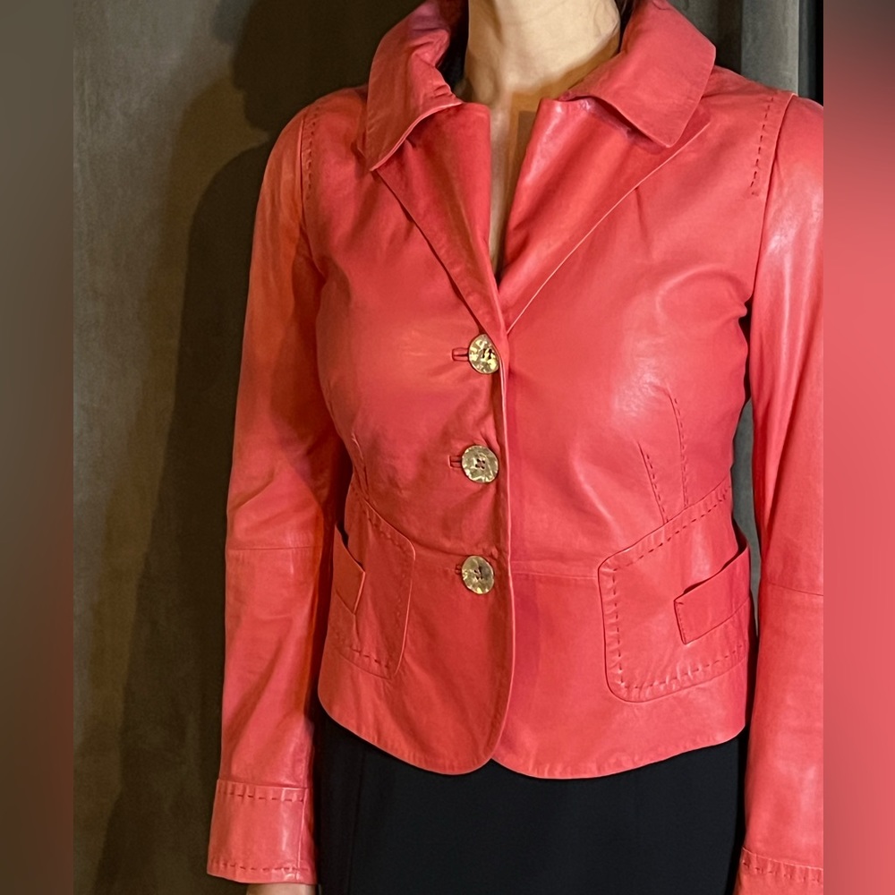 Vintage perfect condition Max Mara SPORTMAX pink soft leather jacket - small - Picture 6 of 8